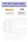 Omask 80081 P-51 B/C invasion stripes 18 inches - Oramask (for Eduard) 1/48