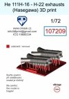 Omask 107209 He 111H-16 - H-22 exhausts (Hasegawa) 3D print 1/72