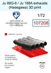 Omask 107208 Ju 88G-6 / Ju 188A exhausts (Hasegawa) 3D print 1/72