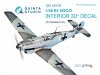 Quinta Studio QD48105 Bf 109C/D 3D-Printed & coloured Interior on decal paper (for Modelsvit kit) 1/48