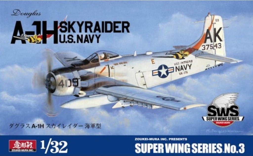 1 Sticket Zoukei Mura SWS03-D03-1/32 Douglas A-1H Skyraider Type Marquage 3 