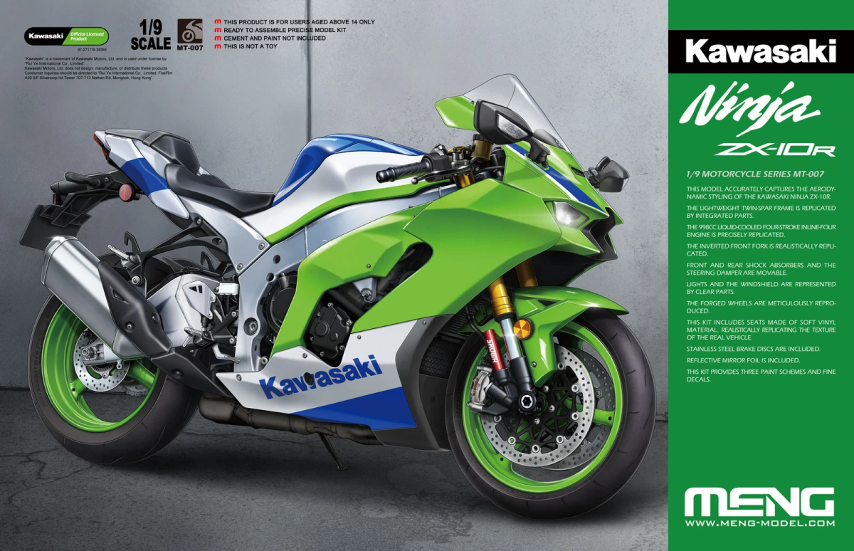 Meng Model MT-007 Kawasaki Ninja ZX-10R 1 9 - 1:9 - Motocycles