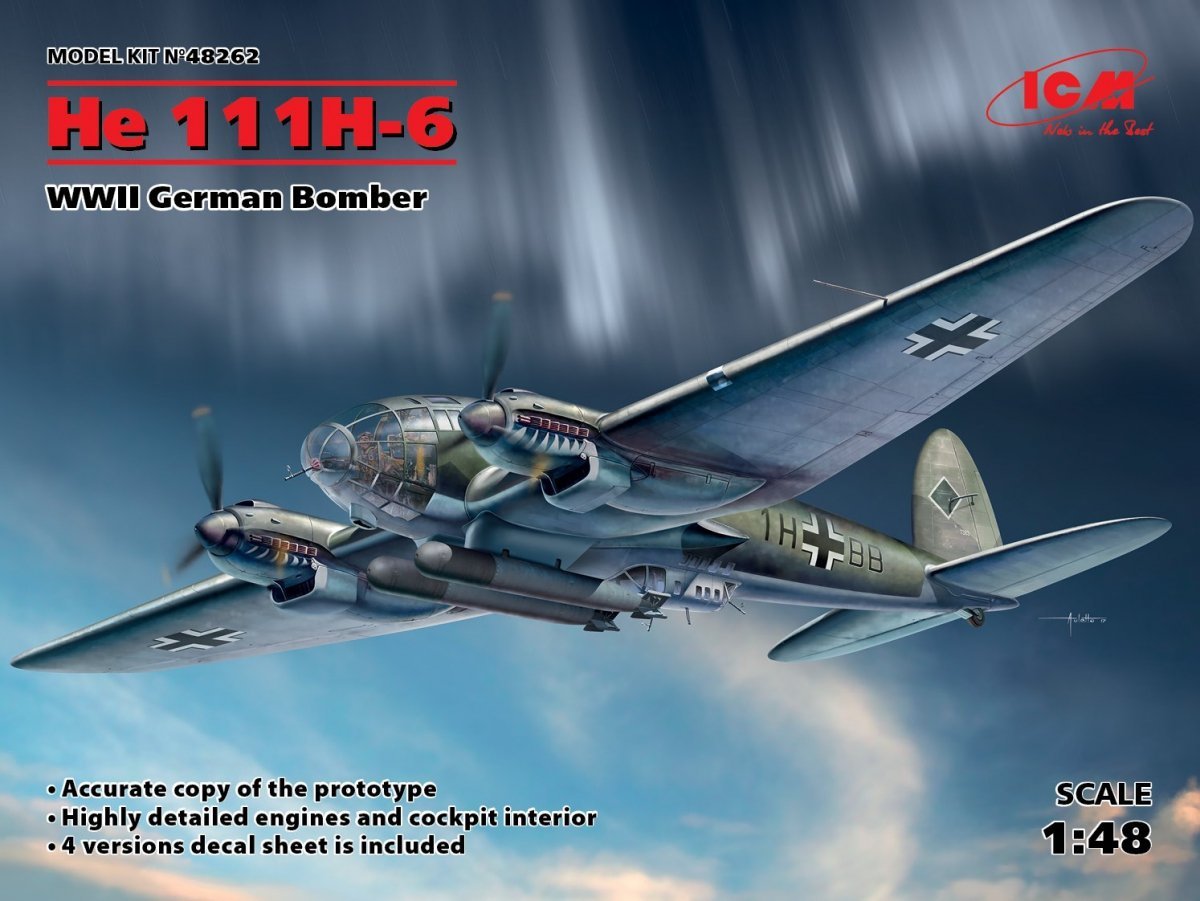 ICM 48262 He 111H-6, WWII German Bomber (1:48) - propeller planes