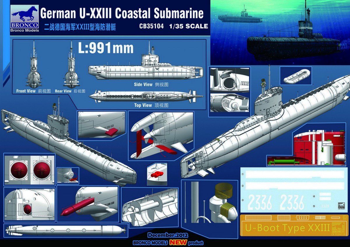 Bronco cb35104 German Type XXIII UBoat Coastal Submarine (135)