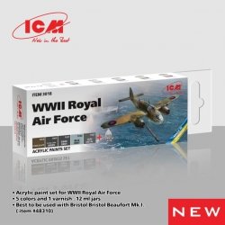 ICM 3018 Acrylic paint set for WWII Royal Air Force 5x12ml 