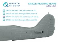 Quinta Studio QRV-017 Single riveting rows (rivet size 0.20 mm, gap 0.8 mm, suits 1/32 scale), White color, total length 5,8 m/19 ft
