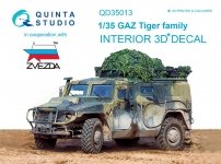 Quinta Studio QD35013 GAZ Tiger family 3D-Printed & coloured Interior on decal paper (for Zvezda kit) 1/35