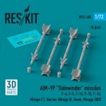 RESKIT RS72-0483 AIM-9P Sidewinder missiles (4 pcs) (3D Printed) 1/72