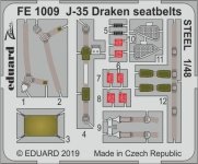 Eduard FE1009 J-35 Draken seatbelts STEEL HASEGAWA 1/48