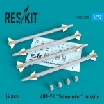 RESKIT RS72-0239 AIM-9X  Sidewinder  missile (4 PCS) 1/72
