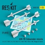 RESKIT RS32-0232 AIM-9B SIDEWINDER MISSILES (4 PCS) 1/32