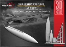 RESArm 48-06017 F-4 PHANTOM II - External fuel tank 600 gal (3D resin printing) 1/48