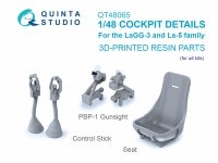 Quinta Studio QT48065 Cockpit Details for the LaGG-3 and La-5 family: Seat, Gunsight and Control Stick (all kits) 1/48