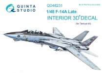 Quinta Studio QD48231 F-14A Late 3D-Printed & coloured Interior on decal paper (for Tamiya kit) 1/48