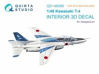 Quinta Studio QD+48349 Kawasaki T-4 3D-Printed & coloured Interior on decal paper (Hasegawa) (with 3D-printed resin parts) 1/48