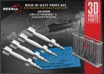 RESArm 48-01009 GBU 12 PAVEWAY II - Guided aerial bomb (WITH DECAL) (3D resin printing) 1/48