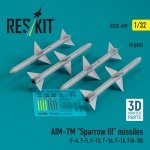 RESKIT RS32-0459 AIM-7M Sparrow III missiles (4 pcs) (3D Printed) 1/32