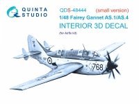 Quinta Studio QDS-48444 Fairey Gannet AS.1_AS.4 3D-Printed coloured Interior on decal paper (Airfix) (Small version) 1/48