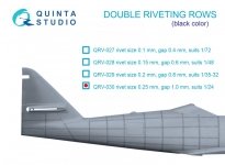 Quinta Studio QRV-030 Double riveting rows (rivet size 0.25 mm, gap 1.0 mm, suits 1/24 scale), Black color, total length 5,8 m/19 ft