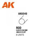 AK Interactive AK6540 ROD 2.00 DIAMETER X 350MM – STYRENE ROD – (6 UNITS)