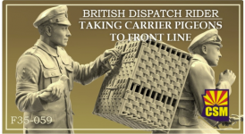 Copper State Models F35-059 British Dispatch Rider taking carrier pigeons to the front line ( Motorcycle not included) 1/35