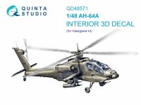 Quinta Studio QD48571 AH-64A 3D-Printed & coloured Interior on decal paper (Hasegawa) 1/48