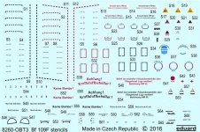 Eduard D48026 Bf 109F stencils 1/48 EDUARD