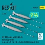 RESKIT RS32-0494 Mk.83 bombs with BSU-35 thermally protected (4 pcs) (3D printed) 1/32