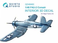 Quinta Studio QD48460 F4U-2 Corsair 3D-Printed coloured Interior on decal paper (Magic Factory) 1/48