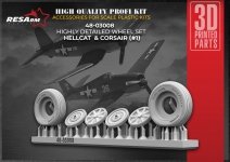 RESArm 48-03008 HELLCAT CORSAIR VAR 1 - Wheels under load (3D resin printing) 1/48