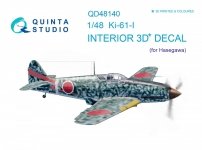 Quinta Studio QD48140 Ki-61-I 3D-Printed & coloured Interior on decal paper (for Hasegawa kit) 1/48