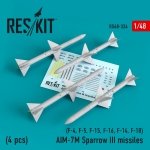 RESKIT RS48-0324 AIM-7M SPARROW III MISSILES (4PCS) 1/48