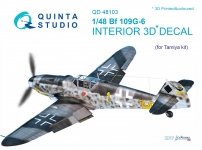 Quinta Studio QD48103 Bf 109G-6 3D-Printed & coloured Interior on decal paper (for Tamiya kit) 1/48