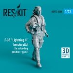 RESKIT RSF72-0005 F-35 LIGHTNING II FEMALE PILOT (IN A STANDING POSITION - TYPE 2) (3D PRINTED) 1/72