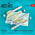 RESKIT RS48-0329 AGM-114K HELLFIRE II MISSILES (4 PCS) 1/48