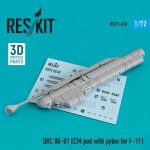 RESKIT RS72-0418 QRC 80-01 ECM POD WITH PYLON FOR F-111 (3D PRINTED) 1/72