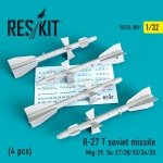 RESKIT RS32-0309 R-27T SOVIET MISSILES (4 PCS) 1/32