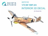 Quinta Studio QD72102 BF 109F-2/4 3D-Printed & coloured Interior on decal paper (Eduard) 1/72