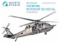 Quinta Studio QD+35108 MH-60L 3D-Printed & coloured Interior on decal paper (Kitty Hawk) (with 3D-printed resin parts) 1/35