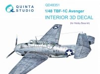 Quinta Studio QD48351 TBF-1C 3D-Printed & coloured Interior on decal paper (Hobby Boss) 1/48