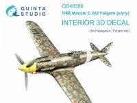 Quinta Studio QD48389 Macchi C.202 Folgore Early 3D-Printed & coloured Interior on decal paper (Hasegawa/Eduard) 1/48