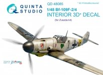 Quinta Studio QD48085 Bf 109F-2/F-4 3D-Printed & coloured Interior on decal paper (for Zvezda kit) 1/48
