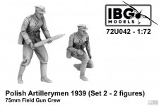 IBG 72U042 Polish Artillerymen - 75mm Field Gun Crew Set 2 (3d printed - 2 figures) 1/72