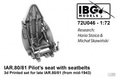 IBG 72U046 Pilot's Seat with Seatbelts for I.A.R. 80/81 (Late, armored, used from mid 1943) 1/72