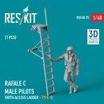 RESKIT RSF48-0075 Rafale C male pilot (with access ladder - type 1) (1 pcs) (3D Printed) 1/48