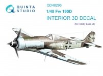 Quinta Studio QD48296 FW 190D-9 3D-Printed & coloured Interior on decal paper (HobbyBoss) 1/48