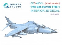 Quinta Studio QDS48343 Sea Harrier FRS.1 3D-Printed & coloured Interior on decal paper (Kinetic) (Small version) 1/48