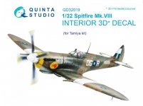 Quinta Studio QD32019 Spitfire Mk.VIII 3D-Printed & coloured Interior on decal paper (for Tamiya kit) 1/32