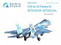 Quinta Studio QD72033 Su-33 3D-Printed & coloured Interior on decal paper (Zvezda) 1/72