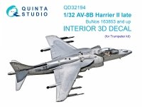 Quinta Studio QD32194 AV-8B Harrier II late 3D-Printed & coloured Interior on decal paper (Trumpeter) 1/32